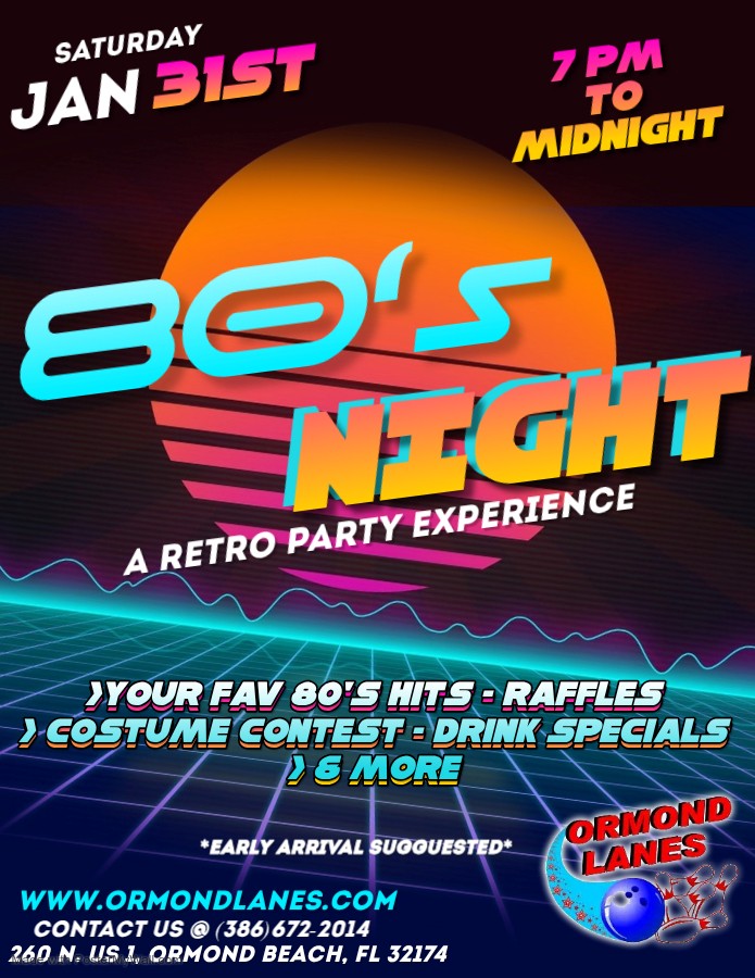 80's Night Retro Party Experience at Ormond Lanes